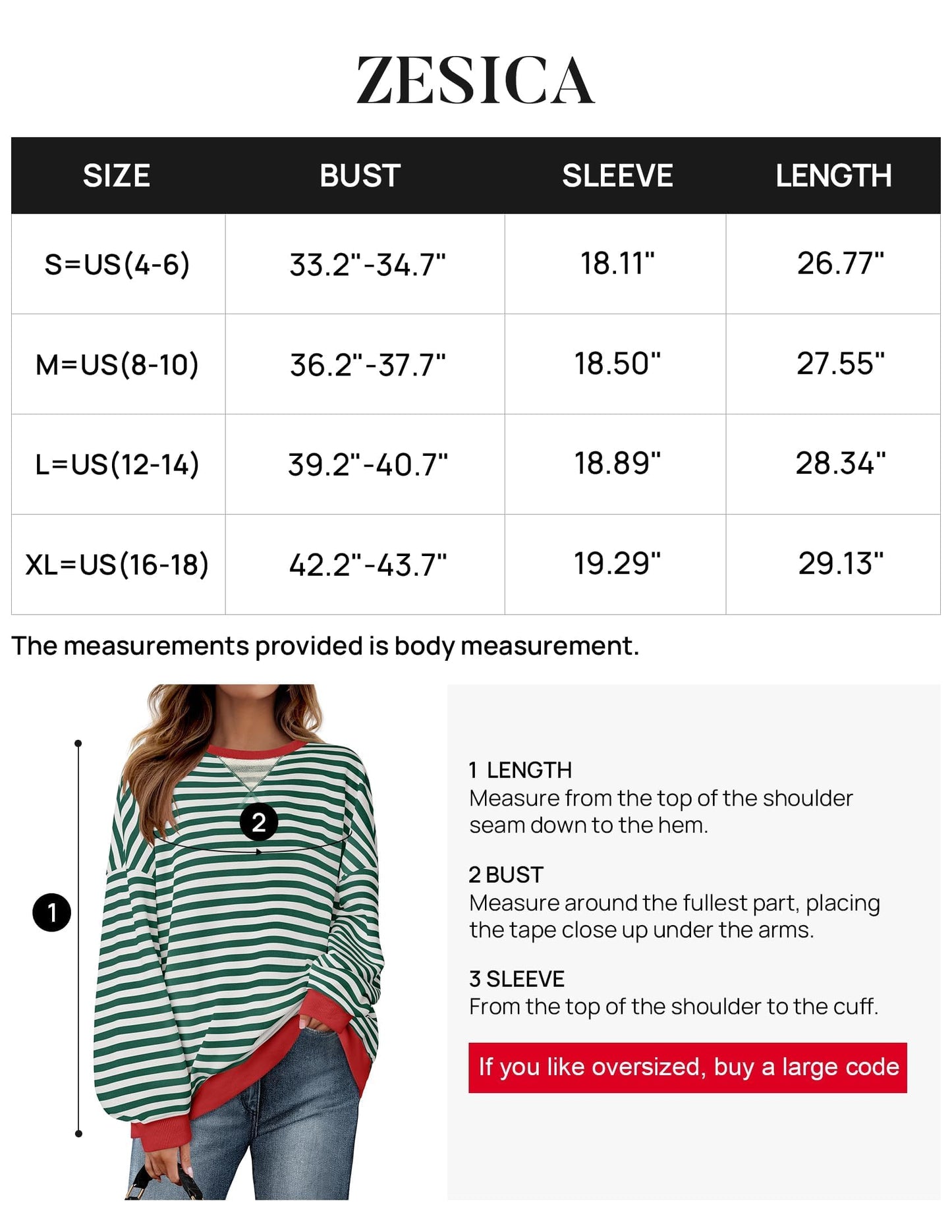 ZESICA Womens Casual Striped Pullover Tops Long Sleeve Shirts Crewneck Oversized Sweatshirts 2024 Fall Clothes