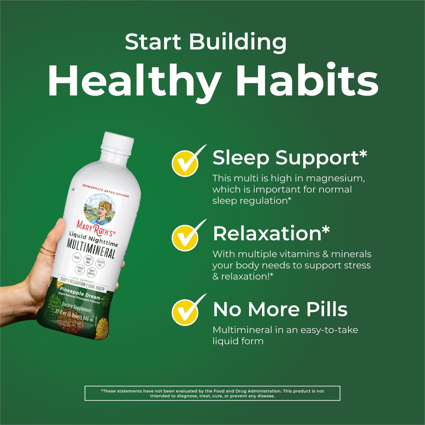 Nighttime Liquid Multimineral Sleep Supplement | Sugar Free | Calm Magnesium Citrate Sleep | NO Melatonin | Calcium Magnesium Zinc | Available in 4 Flavors | Vegan | 32 Servings