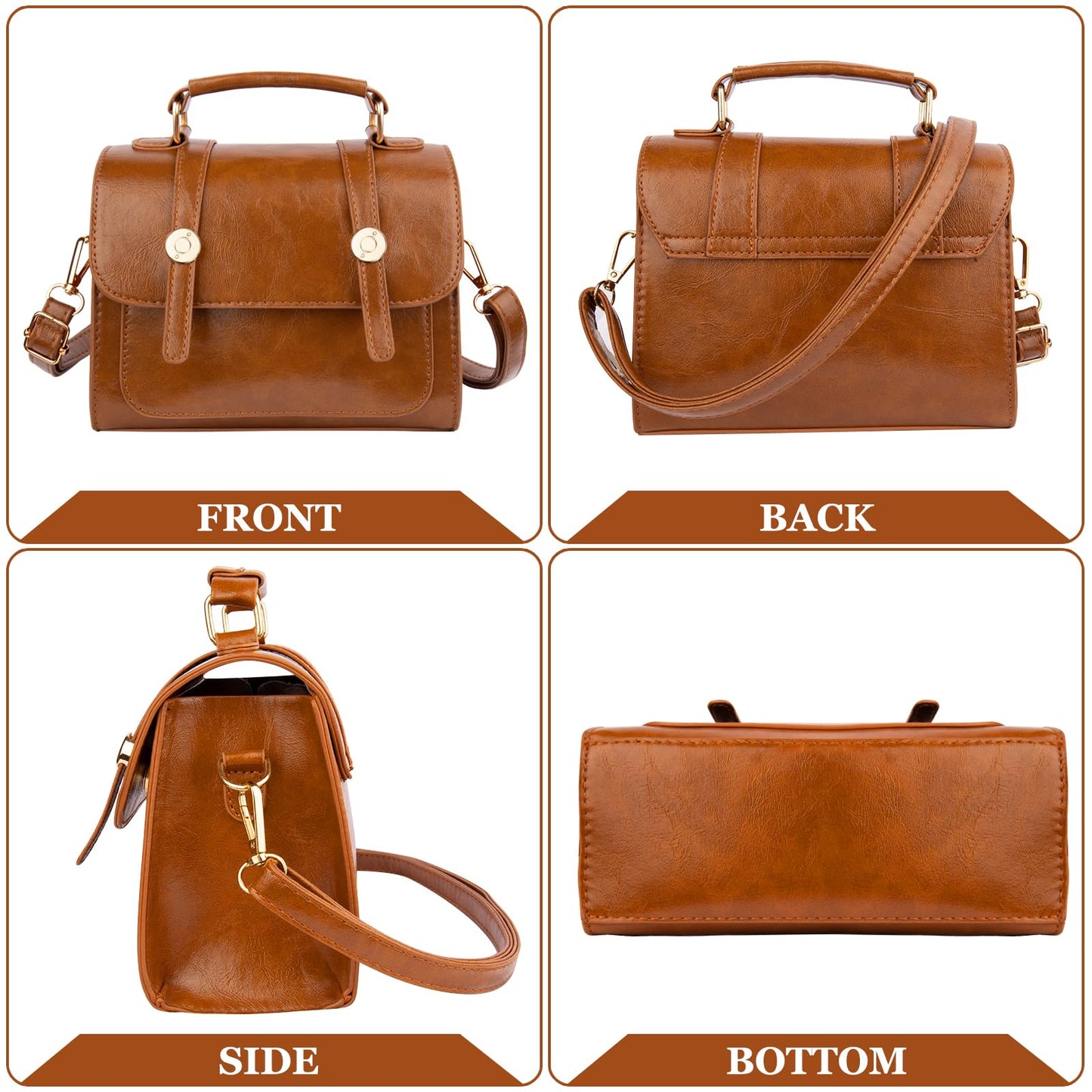 Shoulder Bag for Women, Cute PU Leather Small Purse Handbags, Retro Classic Tote Purses for Women with Removable Strap