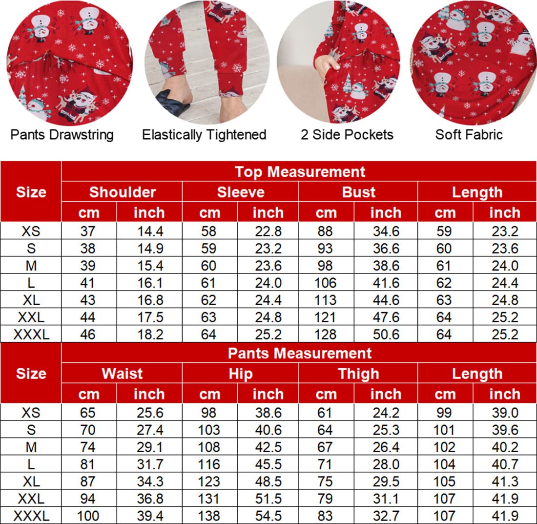 Ekouaer Pajamas Women's Long Sleeve Pj Set Soft 2 Piece Loungewear Sleepwear with Jogger Pants XS-3XL