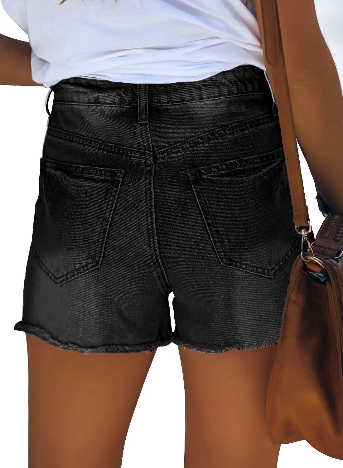 GRAPENT Women's High Waisted Ripped Stretchy Denim Hot Short Summer Jean Shorts