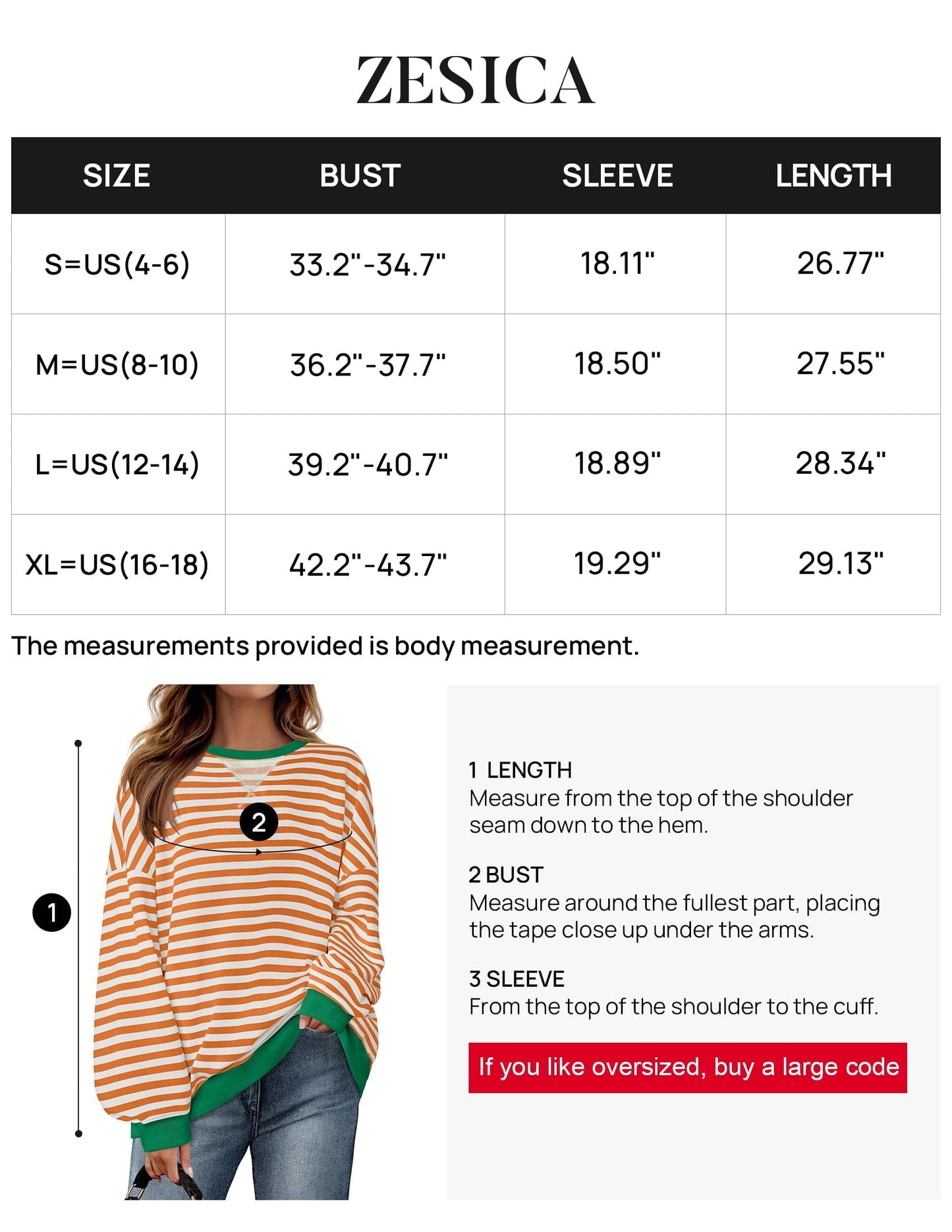 ZESICA Womens Casual Striped Pullover Tops Long Sleeve Shirts Crewneck Oversized Sweatshirts 2024 Fall Clothes