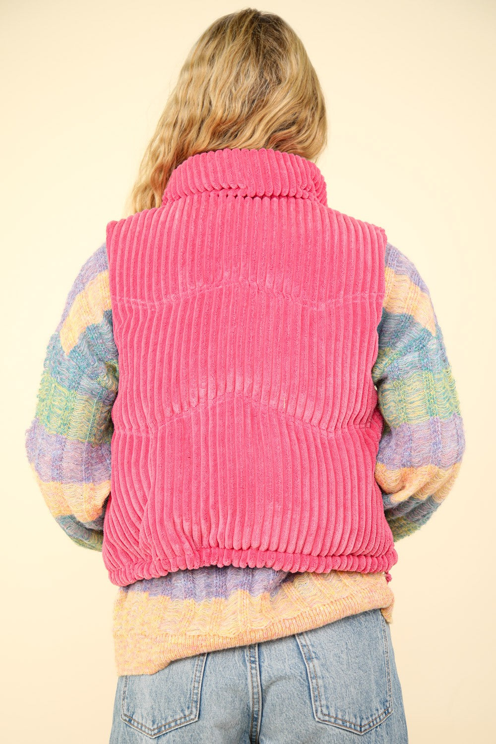 VERY J Zip Up Padded Corduroy Puffer Vest