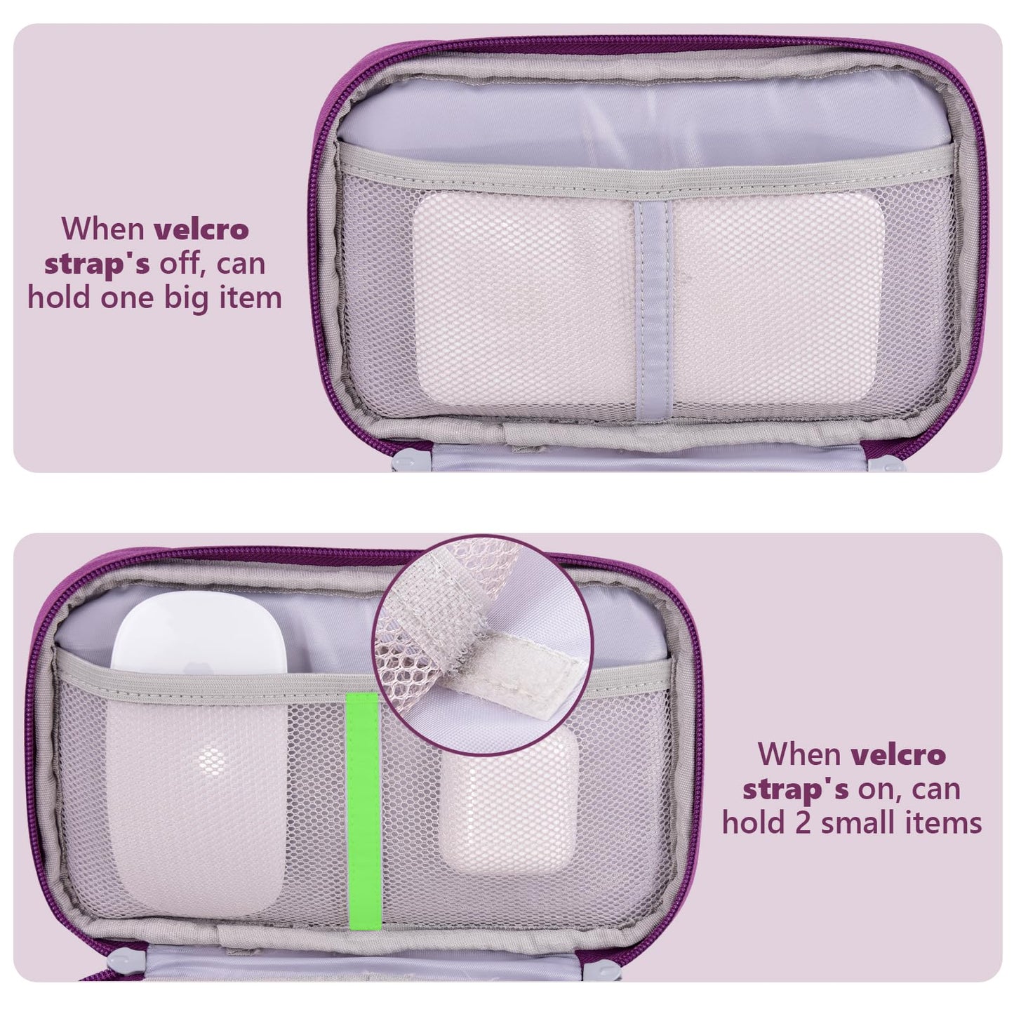 Tech Organizer Travel Case, Carry On Essentials Pouch Bag for Electronics & Accessories (Light Pink, Medium)