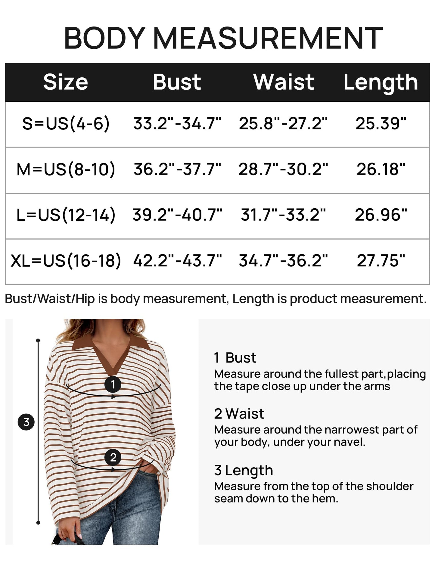 ZESICA Womens Striped Long Sleeve Shirts 2024 Casual V Neck Oversized Sweatshirt Loose Fit Tunic Tops Fall Blouses