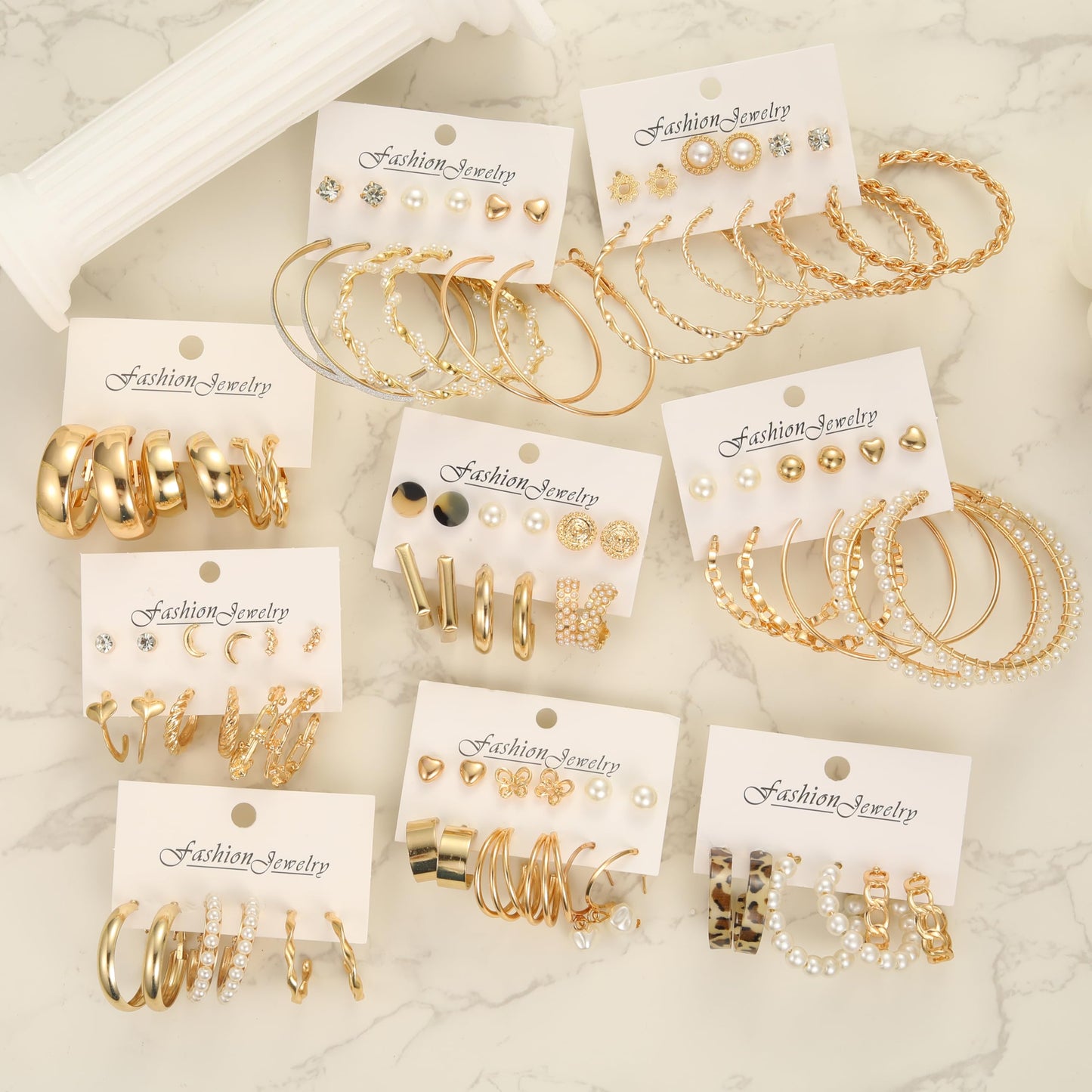 45 Pairs Gold Hoop Earrings for Women, Chunky Twisted Small Big Hoops Earring Packs Set, Earrings for women multipack, Fashion Trendy Earrings Jewelry for Birthday Party Christmas Gift