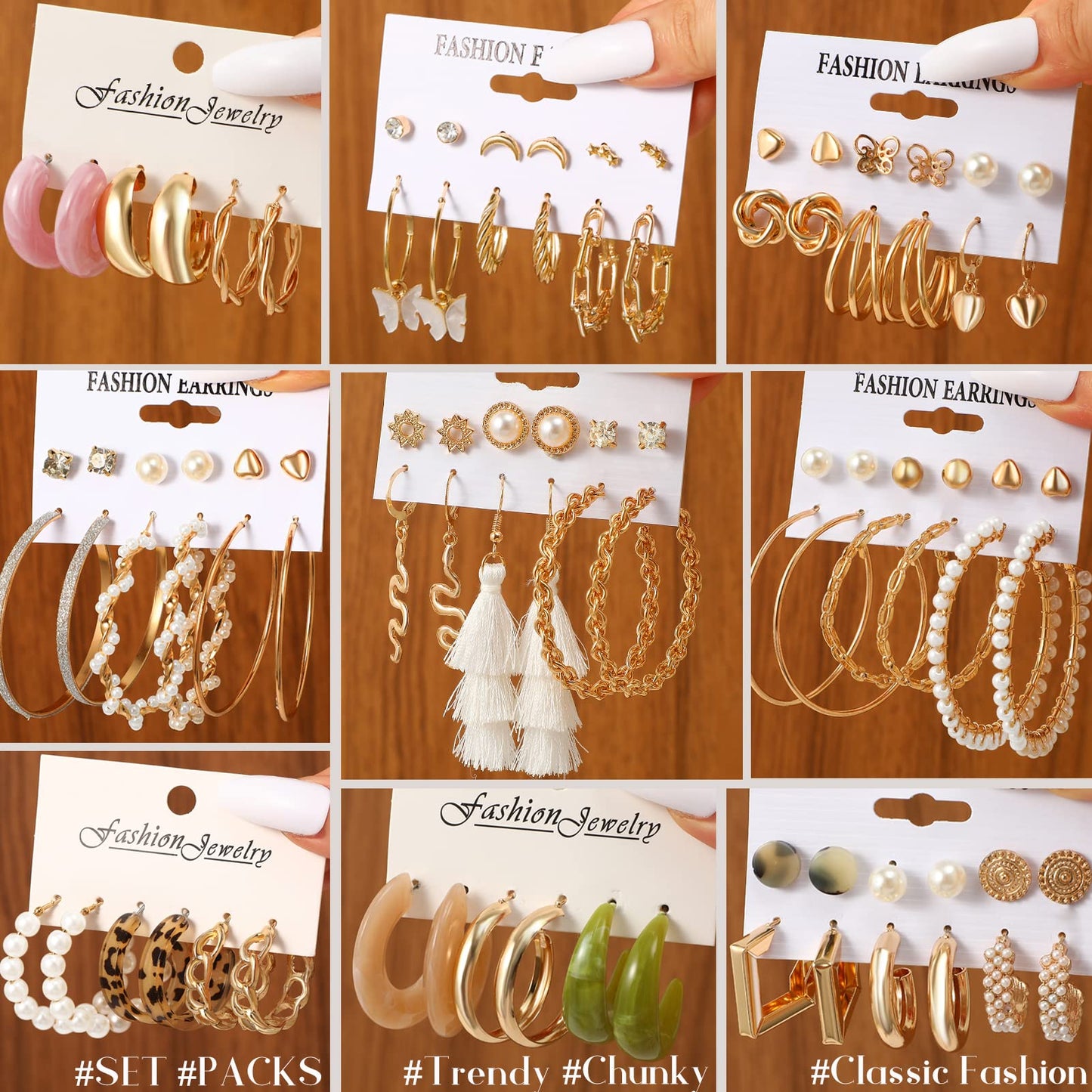 45 Pairs Gold Hoop Earrings for Women, Chunky Twisted Small Big Hoops Earring Packs Set, Earrings for women multipack, Fashion Trendy Earrings Jewelry for Birthday Party Christmas Gift