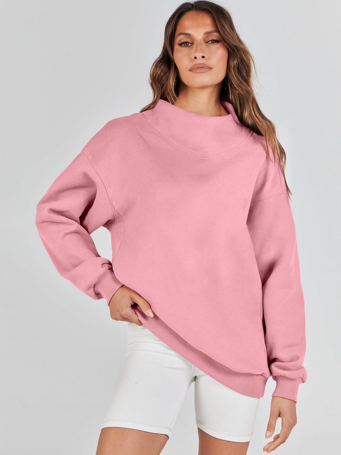 ANRABESS Womens Oversized Sweatshirts Turtleneck Pullover Long Sleeve Hoodies Tops 2024 Fall Fashion Preppy Outfits