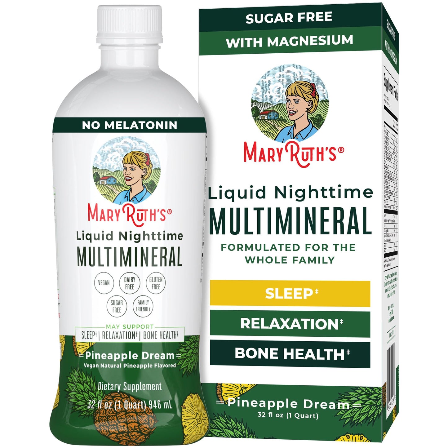 Nighttime Liquid Multimineral Sleep Supplement | Sugar Free | Calm Magnesium Citrate Sleep | NO Melatonin | Calcium Magnesium Zinc | Available in 4 Flavors | Vegan | 32 Servings