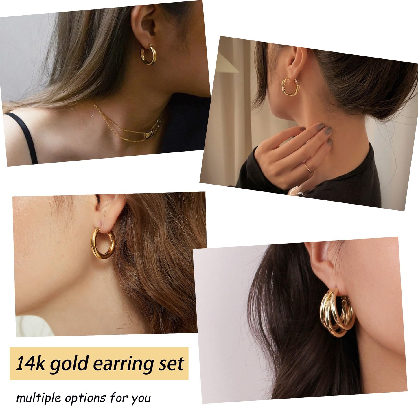 45 Pairs Gold Hoop Earrings for Women, Chunky Twisted Small Big Hoops Earring Packs Set, Earrings for women multipack, Fashion Trendy Earrings Jewelry for Birthday Party Christmas Gift