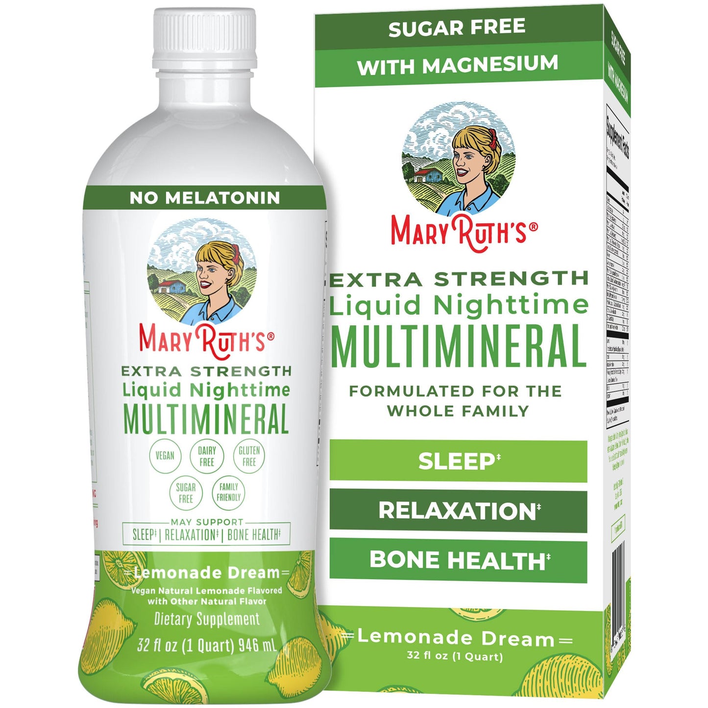 Nighttime Liquid Multimineral Sleep Supplement | Sugar Free | Calm Magnesium Citrate Sleep | NO Melatonin | Calcium Magnesium Zinc | Available in 4 Flavors | Vegan | 32 Servings