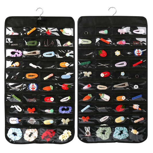 Luney Hanging Jewelry Organizer, 80 Pockets Earring Holder Organizer, Bracelet Organizer with Pockets for Woman, for Hanging Earrings, Necklaces, Bracelets, Rings, Storage, Closet(No Zipper)