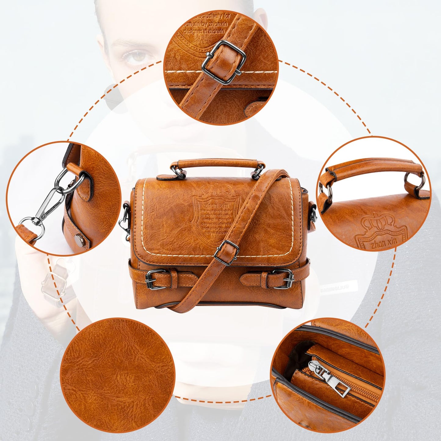 Shoulder Bag for Women, Cute PU Leather Small Purse Handbags, Retro Classic Tote Purses for Women with Removable Strap