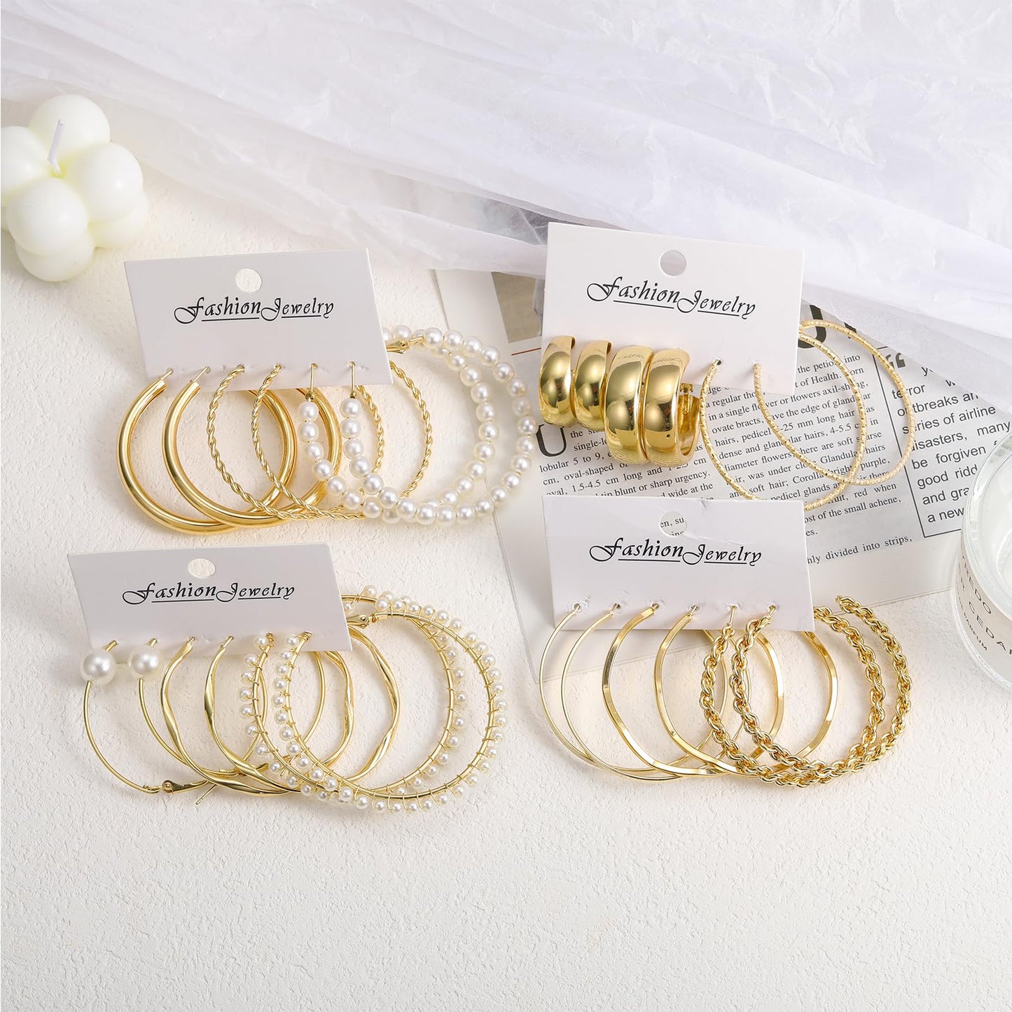 45 Pairs Gold Hoop Earrings for Women, Chunky Twisted Small Big Hoops Earring Packs Set, Earrings for women multipack, Fashion Trendy Earrings Jewelry for Birthday Party Christmas Gift