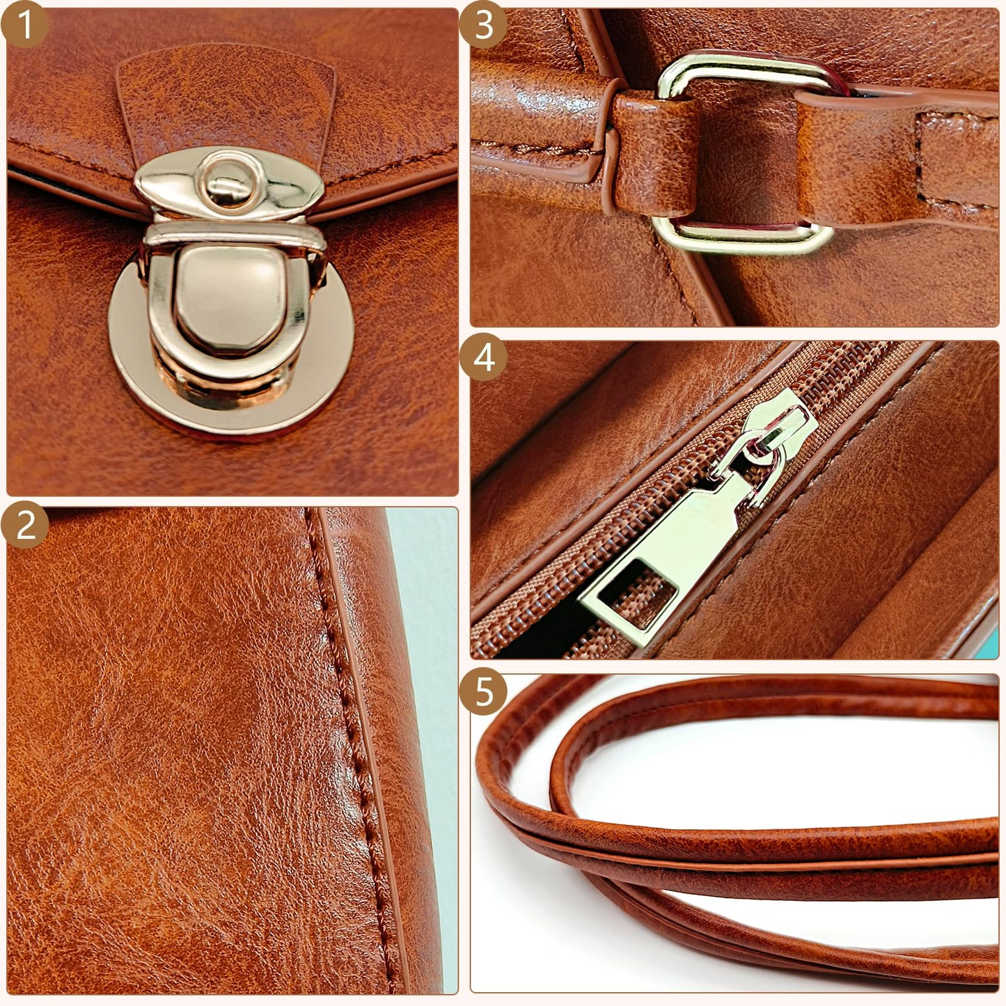 Shoulder Bag for Women, Cute PU Leather Small Purse Handbags, Retro Classic Tote Purses for Women with Removable Strap