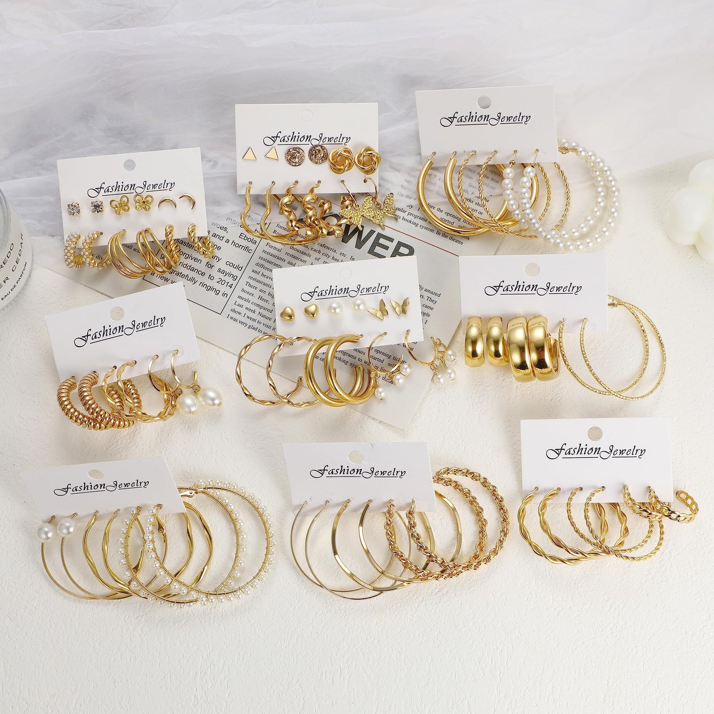 45 Pairs Gold Hoop Earrings for Women, Chunky Twisted Small Big Hoops Earring Packs Set, Earrings for women multipack, Fashion Trendy Earrings Jewelry for Birthday Party Christmas Gift