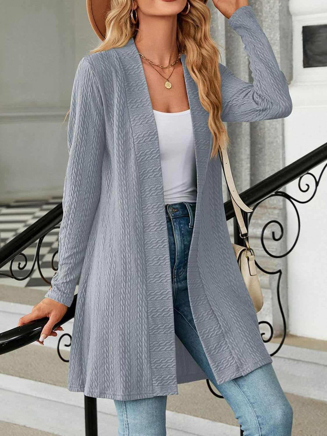 Open Front Long Sleeve Cardigan