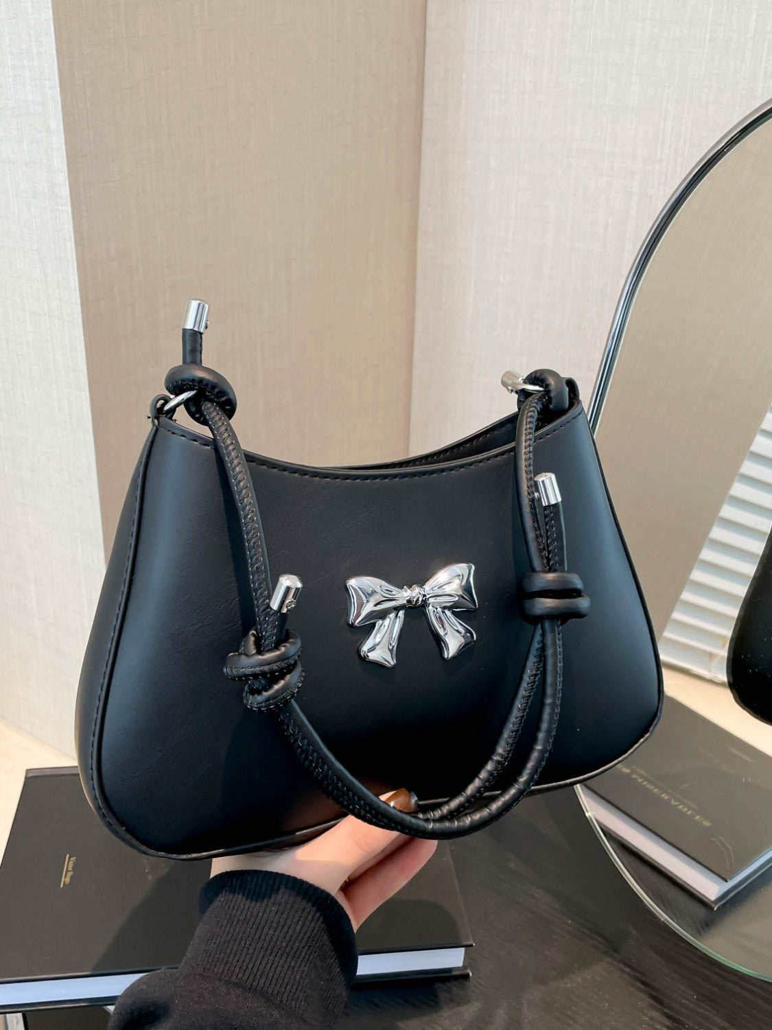 Bow PU Leather Knotted Strap Handbag