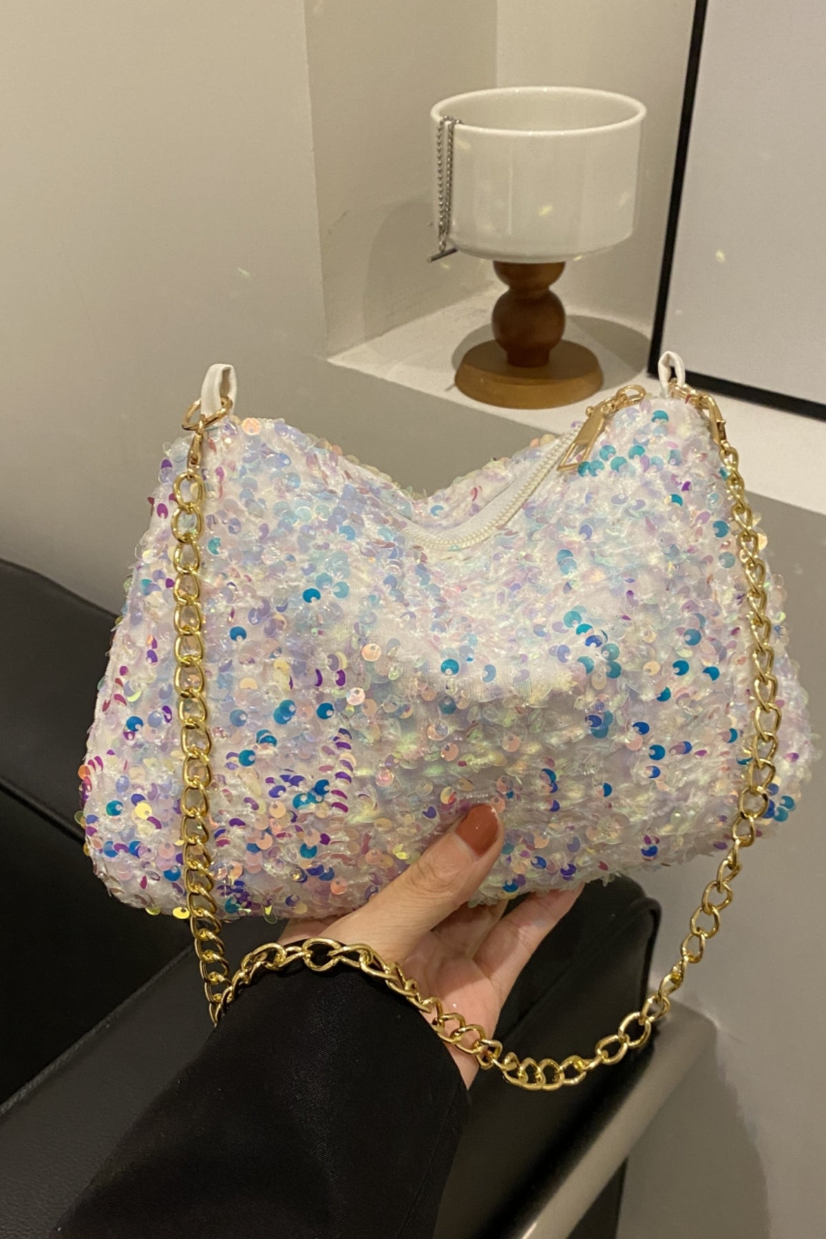 Sequin Removable Strap Shoulder Bag